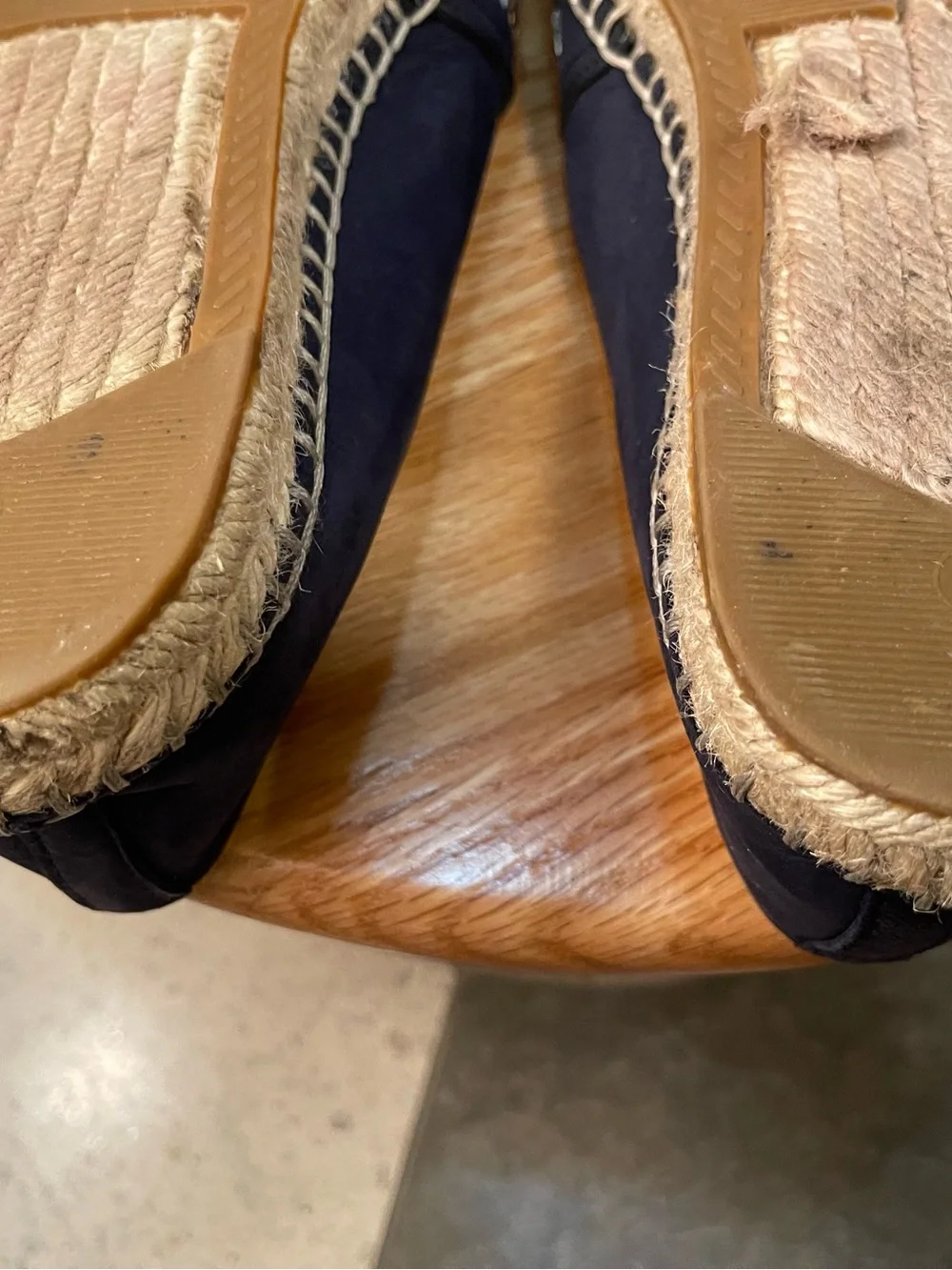 Ivanka Trump Embroidered Navy Espadrille Flats with Lt Blue & Neutral Stitching